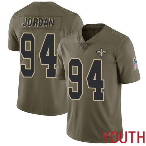 New Orleans Saints Limited Olive Youth Cameron Jordan Jersey NFL Football #94 2017 Salute to Service Jersey